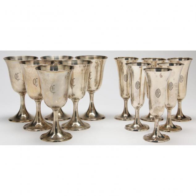 set-of-sterling-silver-goblets-and-flutes