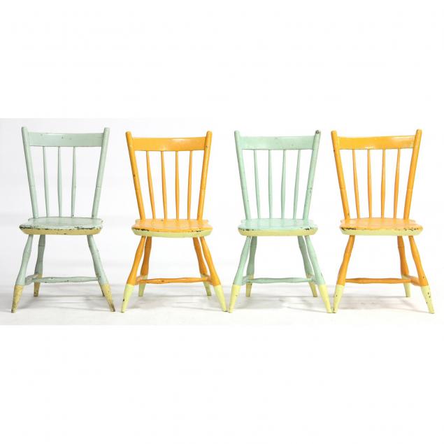 four-painted-plank-seat-chairs