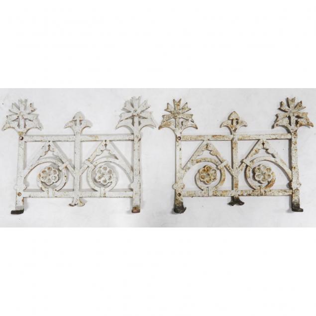 pair-of-small-antique-iron-garden-fence-sections