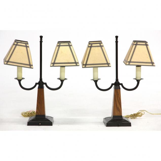 pair-of-arts-and-crafts-style-two-light-lamps