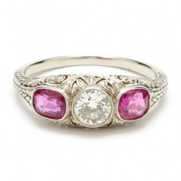edwardian-18kt-white-gold-diamond-and-ruby-ring