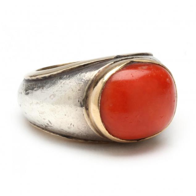 silver-gold-and-coral-ring-s-dudmesh