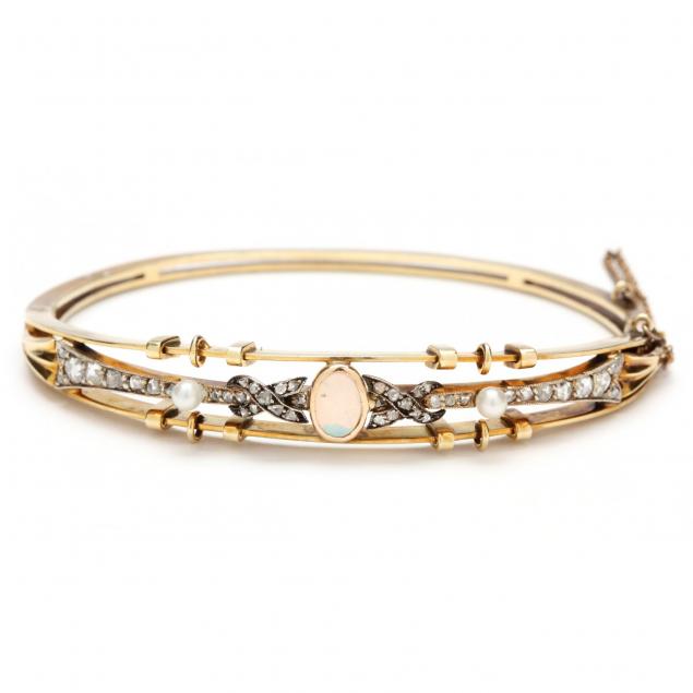 antique-14kt-opal-diamond-and-pearl-bracelet