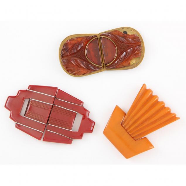 group-of-three-art-deco-bakelite-buckles