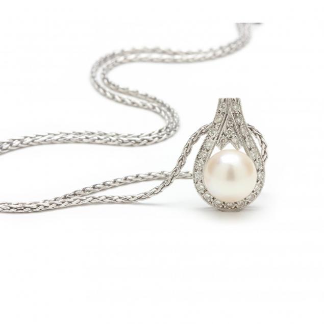 18kt-diamond-and-pearl-pendant-necklace-unoaerre