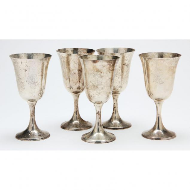 set-of-five-sterling-silver-water-goblets