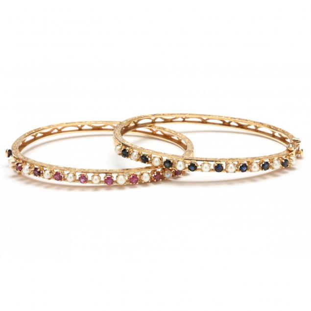 two-gem-set-bangle-bracelets