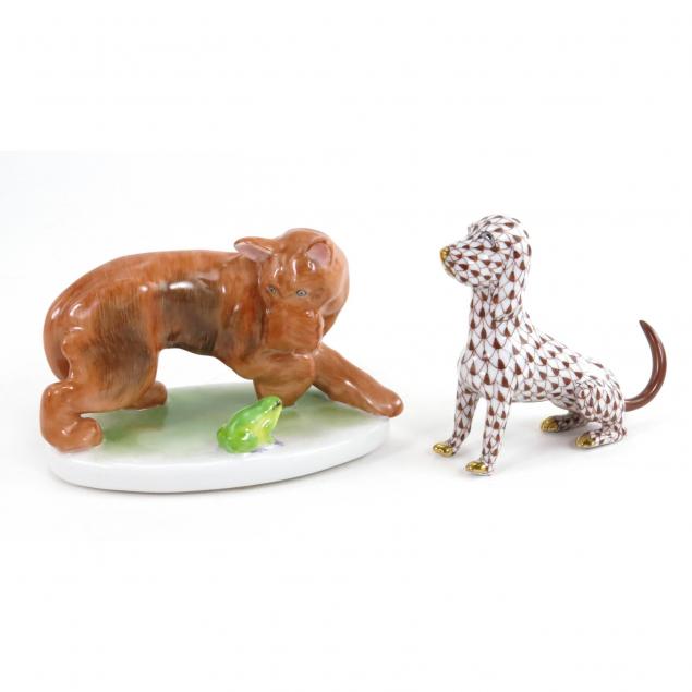 two-herend-dog-figures