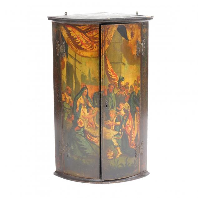 continental-painted-barrel-form-hanging-corner-cabinet
