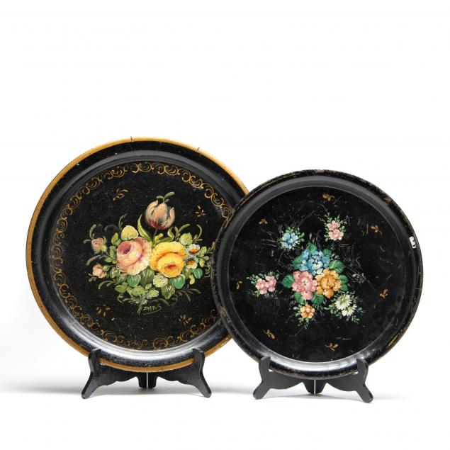 two-round-vintage-toleware-trays