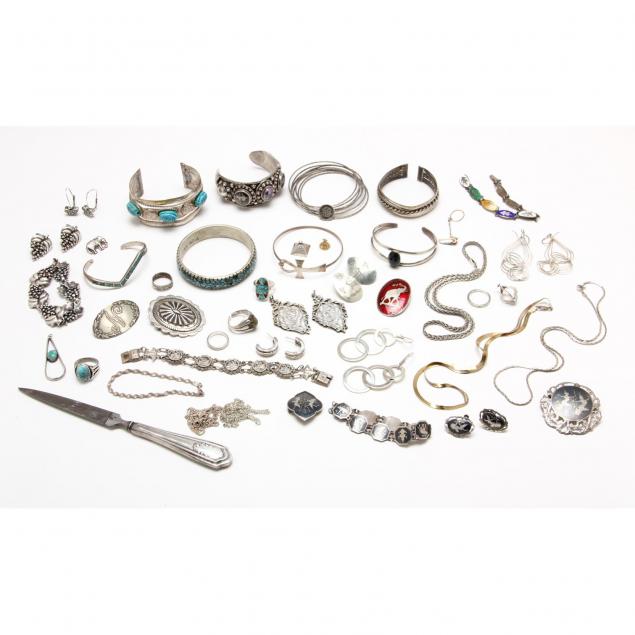 exotic-assortment-of-silver-silvertone-jewelry