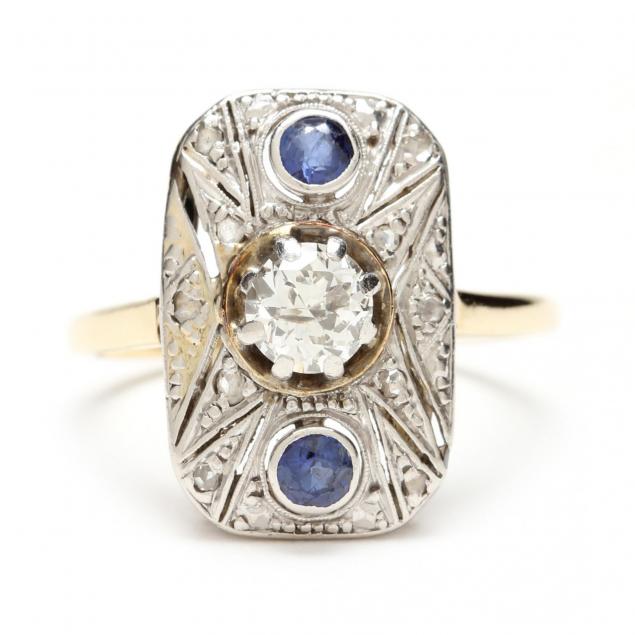 art-deco-platinum-topped-gold-diamond-and-sapphire-ring