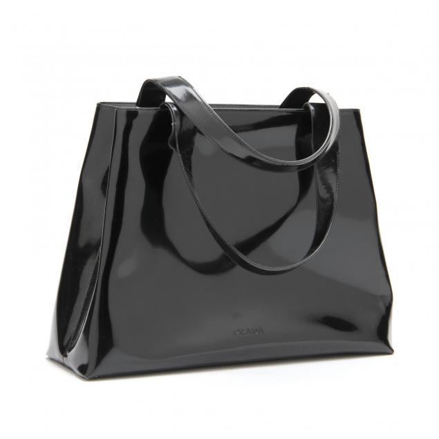 Black Patent Leather Jewel Shoulder Bag