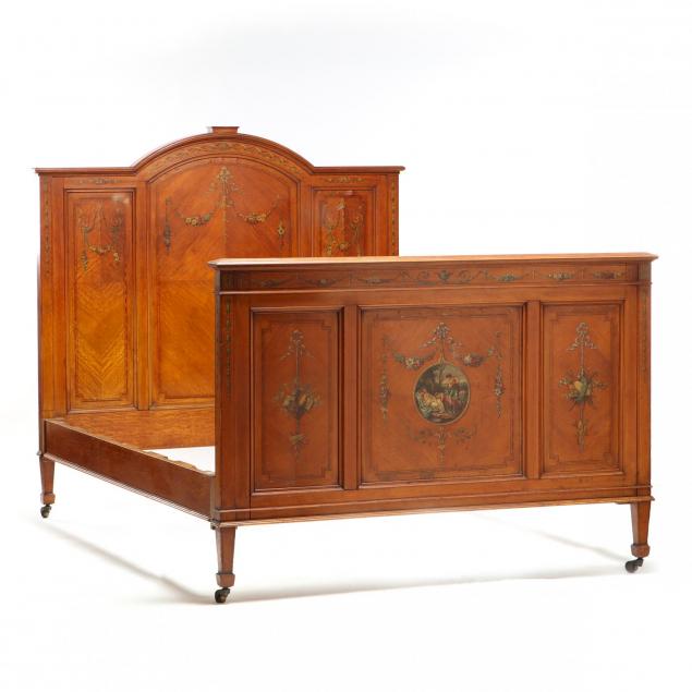 edwardian-paint-decorated-and-inlaid-satinwood-bed