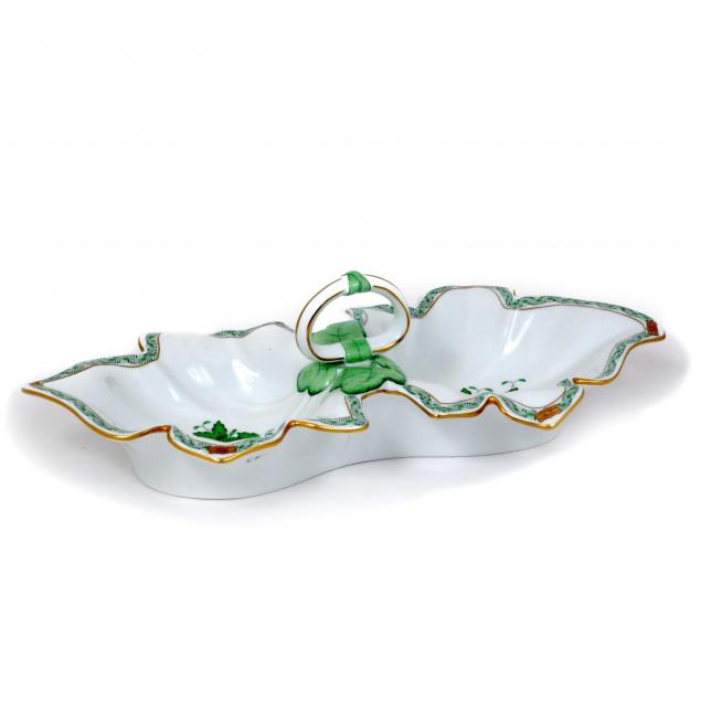 herend-chinese-bouquet-green-double-leaf-dish