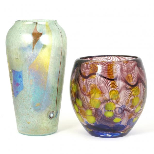 two-modernist-art-glass-vases