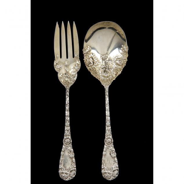 two-durgin-chrysanthemum-sterling-silver-servers