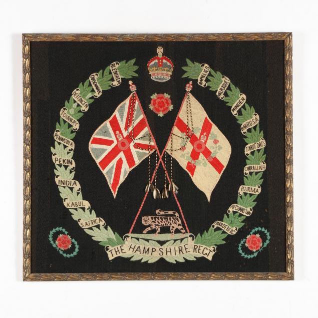 the-hampshire-regiment-antique-framed-heraldic-needlework