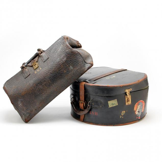 antique-leather-hat-case-and-doctor-s-bag