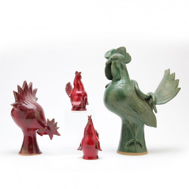 group-of-ram-pottery-nc-roosters