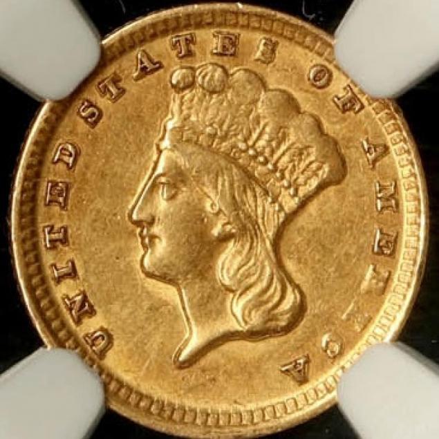 1870 Indian Princess Head Gold $3 Three Dollar Piece - Early Gold