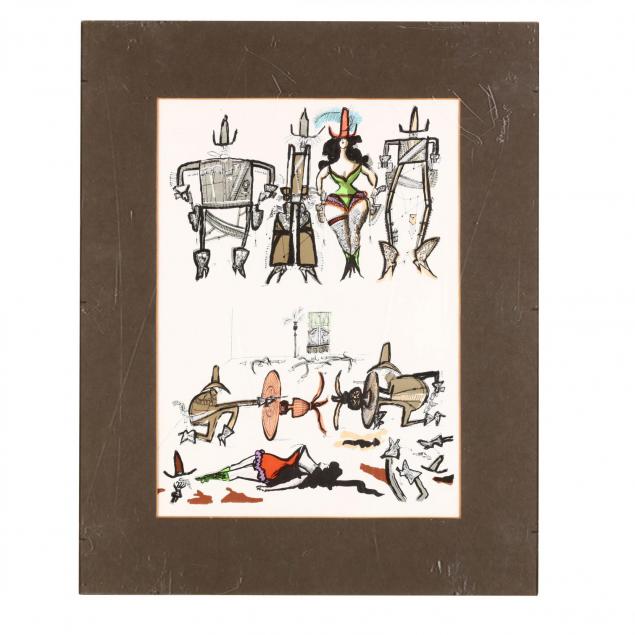 saul-steinberg-am-1914-1999-lithograph-in-colors