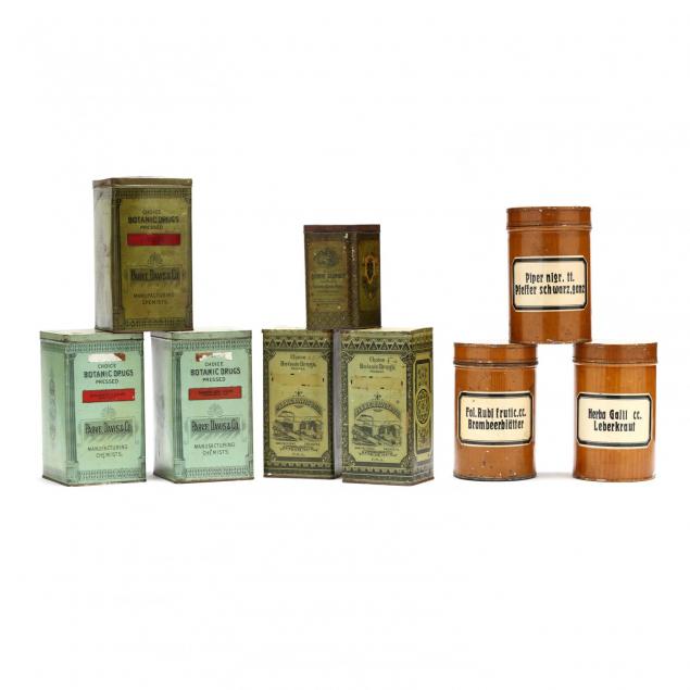 group-of-nine-apothecary-tins