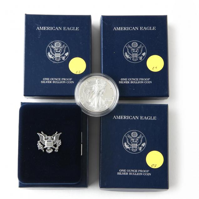 four-proof-american-eagle-silver-bullion-coins