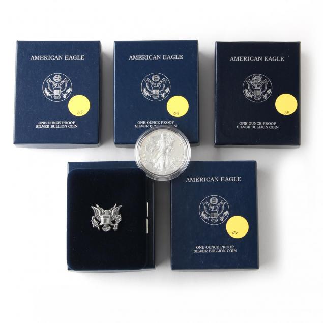 five-proof-american-eagle-silver-bullion-coins