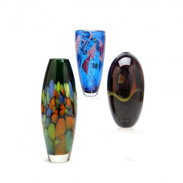 three-modernist-art-glass-vases