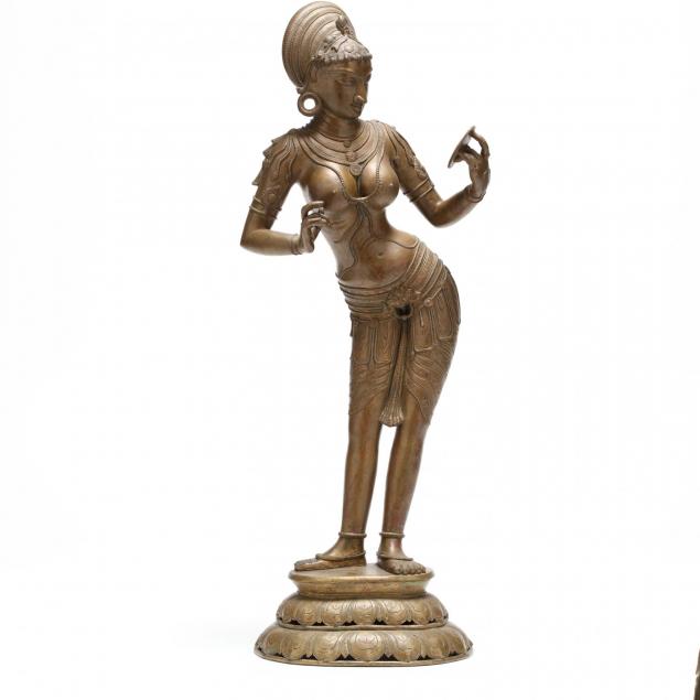 chola-style-statue-of-a-hindu-diety-holding-a-mirror