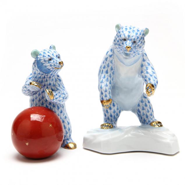 two-herend-bear-figurines