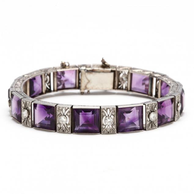 antique-platinum-amethyst-and-diamond-bracelet