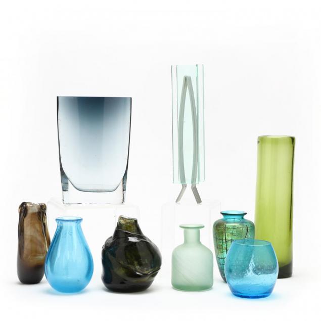 large-group-of-modernist-glass-vases