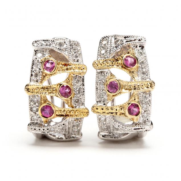 14kt-diamond-and-pink-sapphire-earrings