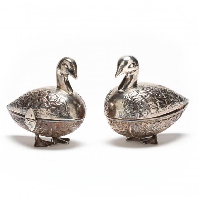 pair-of-egyptian-silver-duck-form-sweetmeat-boxes