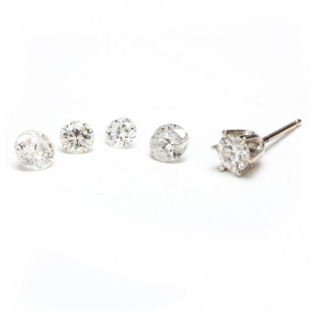 four-loose-diamonds-and-one-diamond-ear-stud