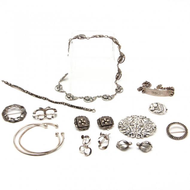 a-group-of-sterling-silver-jewelry
