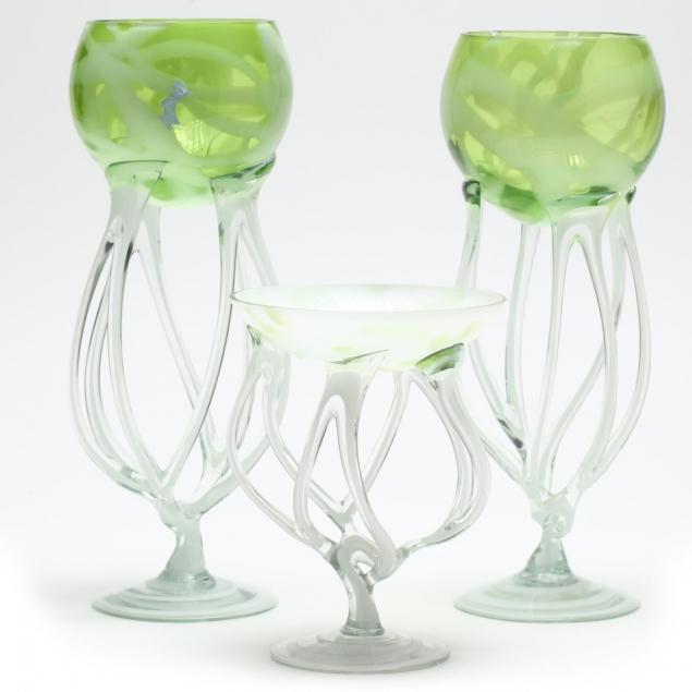 contemporary-sculptural-glass-goblets-and-compote