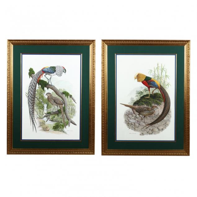 thomas-a-bennett-nc-two-large-works-picturing-lady-amherst-s-pheasant-and-the-red-golden-pheasant