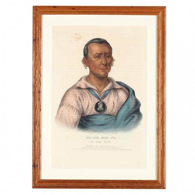 mckenney-hall-lithograph-of-an-indian-wearing-a-peace-medal