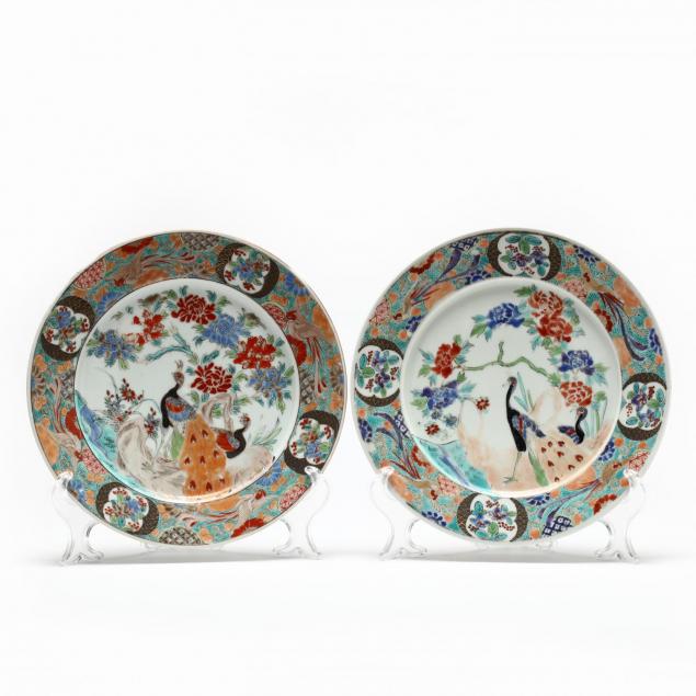 pair-of-chinese-peacock-decorated-plates