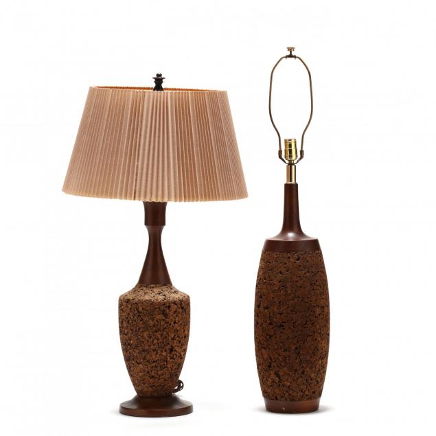 two-mid-century-cork-lamps
