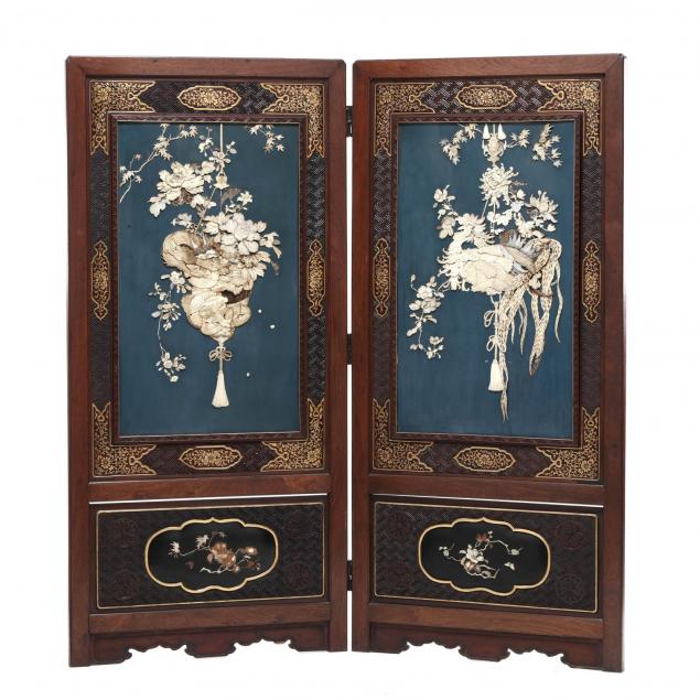 two-panel-japanese-inlaid-wood-screen