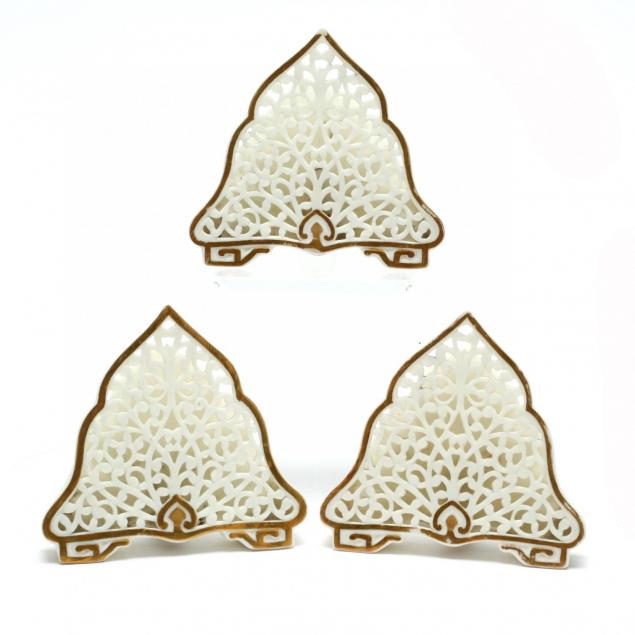 three-antique-reticulated-porcelain-menu-holders