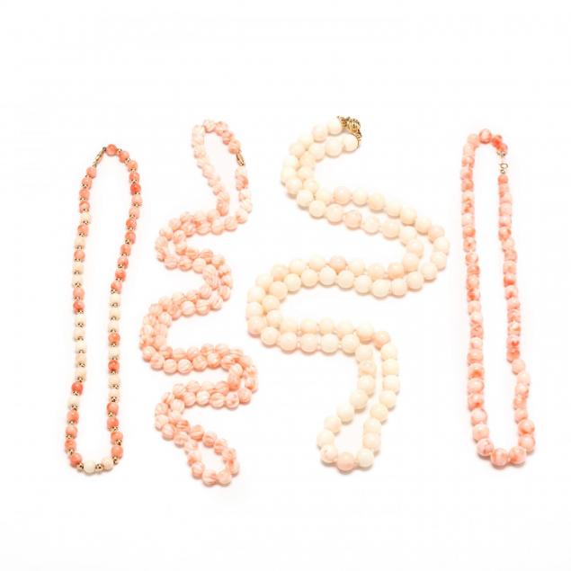 four-angel-skin-coral-bead-necklaces