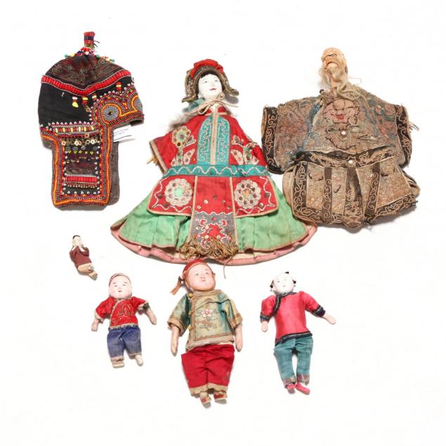 a-group-of-rare-antique-asian-dolls-and-akha-hat