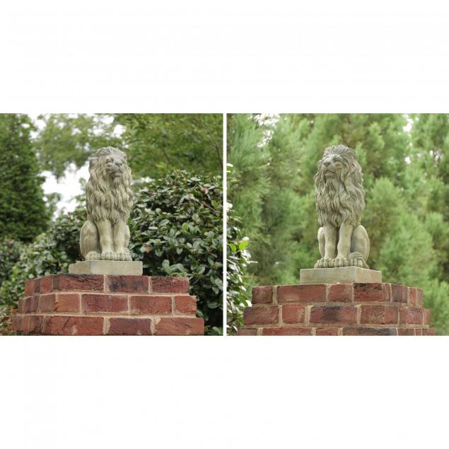 pair-of-cast-stone-seated-lions