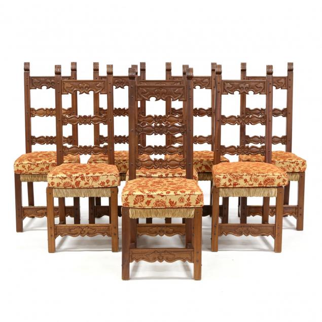 set-of-eight-spanish-style-carved-dining-chairs