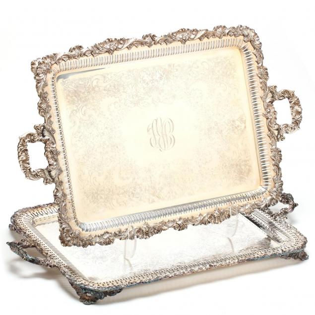 a-near-pair-of-large-vintage-silverplate-trays